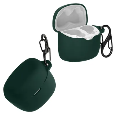 Produktbild von kwmobile Schutzhülle für JBL Tune Flex Hülle - TPU Silikon Case für Kopfhörer Ladecase - stoßfestes Cover mit Karabiner - Dunkelgrün
