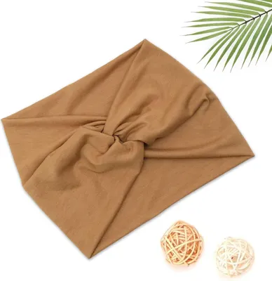 Produktbild von Haarband aus weicher Baumwolle uni in edlem Camel-Braun