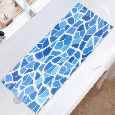 Image de Tapis de douche antidérapant, 40 x 100 cm, en PVC, avec trous de drainage, à séchage rapide