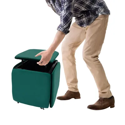 Image de Pouf multifonctionnel, 5 en 1, pouf empilable, couleur verte