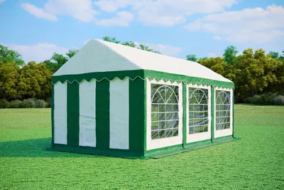Obrázek produktu pro Párty stan 3x6m - PVC PREMIUM Ohnivzdorný - Zeleno-bílá