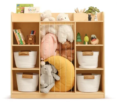 Produktbild von Kinderzimmer Regal für Kuscheltiere & Bücher | Spielzeugorganisator | 104x30x95 cm | Sperrholz