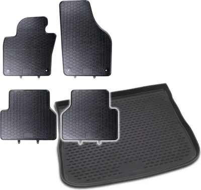 Produktbild von Gummi Kofferraumwanne + Fußmatten Set für VW Tiguan 1 5N, Bj. 10/2007-1/2016