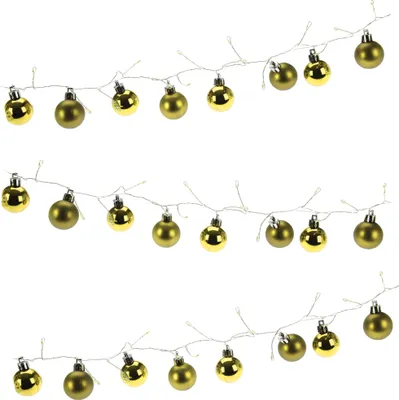 Produktbild von com-four® LED Lichterkette mit Weihnachtskugeln und Timer - beleuchtete Kugelgirlande für eine stimmungsvolle Weihnachtsdekoration - Weihnachtsdeko für Christbaum