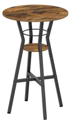 Produktbild von Stehtisch 2-stufig rund Bartisch Bistrotisch hoch für Hausbar Küche Wohnzimmer Büro rustikales Braun Schwarz 52x52x93cm