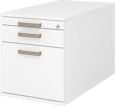 Produktbild von bümö office Rollcontainer - mit Hängeregistratur - Nachbildung: Weiß, Griff: Streifengriff (Kunststoff)