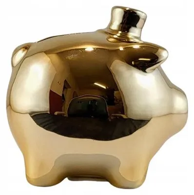 Produktbild von Ewax Sparschwein mit Hut Gold Keramik