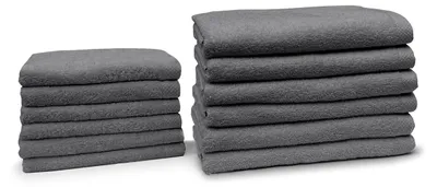 Productafbeelding van Eleganzzz Badgoedset 100% Katoen - dark grey - 12-delig