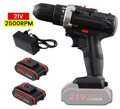 Produktbild von Akku-Schlagbohrschrauber - Wiederaufladbarer Bohrer/Schraubendreher - 28 V - 1350 U/min - Lithium-Akku - 2 Akkus - Multifunktional - Stil E