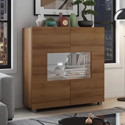 Produktbild von Kommode Amanda Geld Eiche Matt mit Weißer LED – 100x107 cm Sideboard