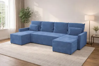 Zdjęcie produktu dla Duży narożnik KUBO U z funkcją spania i pojemnikiem na pościel sofa do salonu