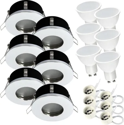 Produktbild von 6x Einbauspot SET LED 230V IP44 RIK.5 chrom GU10 7W neutralweiss