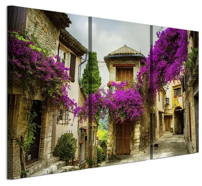 Image de Ensemble de 3 tableaux décoratifs LUMASOUL pour salon, représentant une architecture, dimensions 90x60 cm. Ensemble de 3 tableaux sur toile, idéal pour chambre, couloir, bureau et cuisine