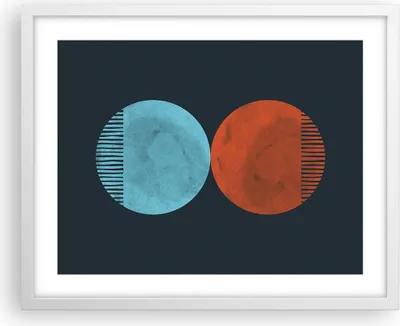 Produktbild von Gerahmtes Poster - Weißer Rahmen - Abstraktion Blau Rot - 50x40 cm - Wand Bild - Wanddeko - Wandbilder - Kunstposter - Wandposter - Bilderrahmen - Bilder - Kunstdruck - P2WAA50x40-4720