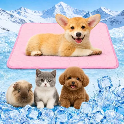 Produktbild von Sonstiges Hundezubehör Kühlmatte für Hunde, selbstkühlend, 70 x 55 cm, Kühlmatte für Hunde, rosa, waschbar, Kühlunterlage für Hunde, Größe L, Kühlmatt