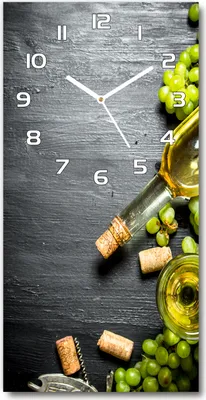 Produktbild von Wanduhr aus Glas – 30x60 cm - Glasbild - Glasuhr - Gehärtetes Glas -Trauben und Wein