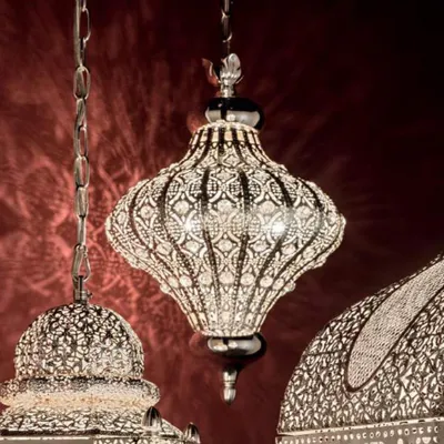 Productafbeelding van Nawa, oosterse hanglamp, diameter 19 cm, zilverkleurig