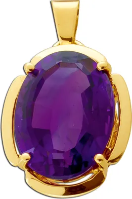 Produktbild von Amethyst Anhänger Gelbgold 585 lila Amethyst Edelstein 7.90ct.Top AAA