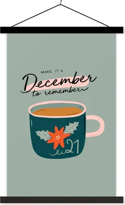 Produktbild von MuchoWow® Textilposter Sprichwörter - Zitate - "Mach einen unvergesslichen Dezember daraus". 60x90 cm mit schwarzem Rahmen - Poster Wohnzimmer