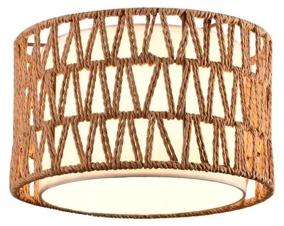 Boho-Rattan-Lampenschirm, rund, handgewebt, D 25 cm x H 15 cm