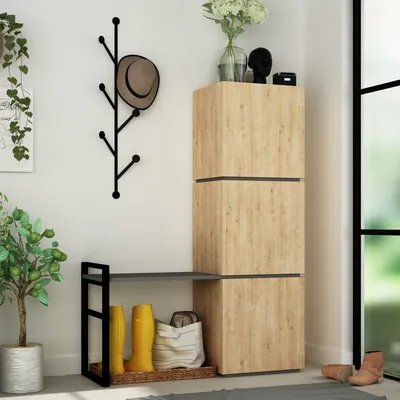 Obrázek produktu pro Předsíňová stěna Houseland MELLO dub přírodní/antracit