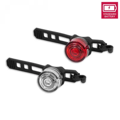 Immagine prodotto di Set di luci rotonde per bicicletta Lynx LED, anteriori e posteriori, senza fili, batterie incluse