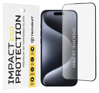 Obrázek produktu pro Techsuit – ESD ochranné tvrzené sklo pro iPhone 15 Pro – černé