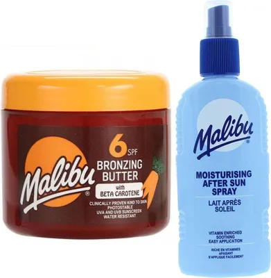 Productafbeelding van Malibu bruiningsversneller SPF6 300 ml + aftersun spraylotion 200 ml Bruiningsset