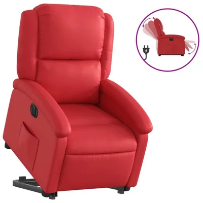 Image de Fauteuil inclinable électrique rouge similicuir