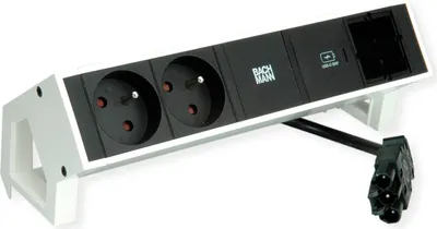 Obrázok produktu pre Bachmann Desk 2, Vnútorný, Typ E, Čierna, Biela, 2 AC zásuvky/AC zásuviek, 1 kusov