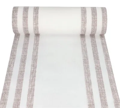 Produktbild von PAPSTAR Tischläufer "ROYAL Collection", stoffähnlich, mocca, Lines | Schrumpffolie (1 Rolle)
