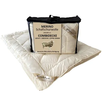 Produktbild von Merino Schafschurwolle Vierjahreszeitendecke Combi Decke Kuschelzeit in 135x200 cm