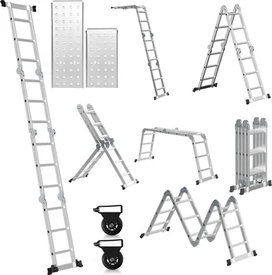 Immagine prodotto di TolleTour 4x3 scala multiuso 360cm 6 in 1 scala in alluminio Scala multiuso Scala pieghevole Scala inclinata Scala a gradini Scala domestica Scala in alluminio Scala multifunzionale