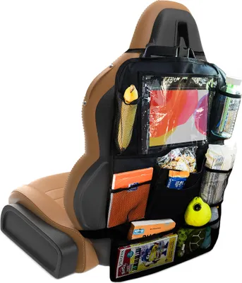 Produktbild von Organizér do auta na autosedačku - chránič operadla detský organizér na zadné sedadlo organizér na autosedačku organizér do auta organizér na zadné sedadlo s držiakom na tablet univerzálny rozmer 60x40 cm