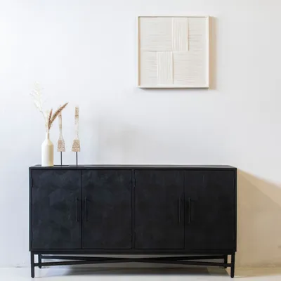 Produktbild von Sideboard Schwarz - Mangoholz und Metall - 160cm - Sideboard Jazz - Giga Meubel
