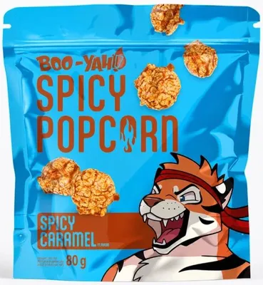 Immagine prodotto di Boo-yah | Popcorn al caramello piccante - 80g - Sapore intenso - Snack - Popcorn al caramello