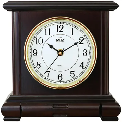 Produktbild von MPM-Quality Tischuhr Holz Dunkelbraun 21,5 x 23 cm arabische Ziffern