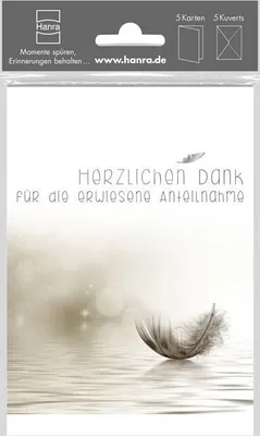 Produktbild von Trauer-Danksagungen - Trauer-Dank - Beutel mit 5 Trauer-Danksagungskar