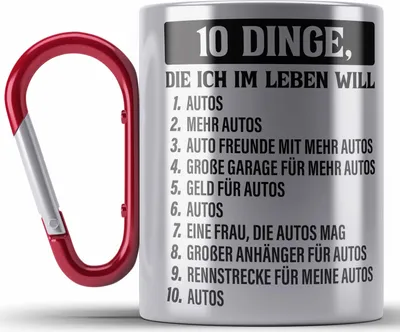 Produktbild von Trendation - Tuner Auto Edelstahl Tasse Karabiner Geschenke Autotuner Geschenkidee Autoliebhaber Edelstahl Tasse Karabiner für Männer Autofan Karabiner Edelstahl Tasse Karabiner Edelstahl (Rot)