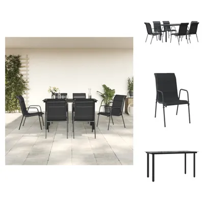 Image de vidaXL Ensemble de jardin 7 pièces noir acier et Textilène - Ensemble de meubles de jardin