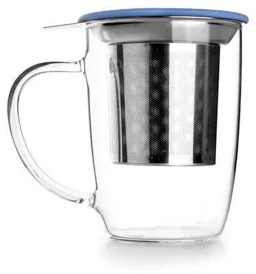 Teetasse mit Filter und Deckel, Borosilikat, 450 ml
