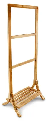 Handtuchständer Bambus, 3 Stangen, freistehend, 105x40x27 cm