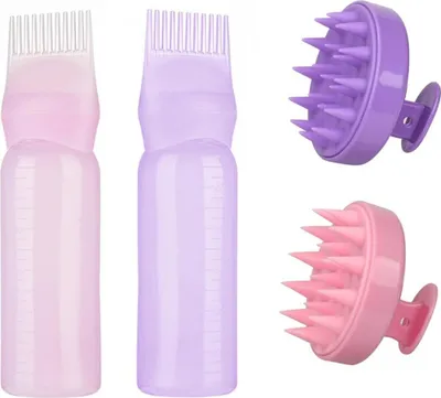 Produktbild von Haaröl-Applikatoren, 2 Kopfhautmassagegeräte mit weichen Silikonborsten, Kopfhautschrubber/Peeling zur Schuppenentfernung, Stresslinderung, wichtige Kopfhautbehandlung und Haarfärbemittel.