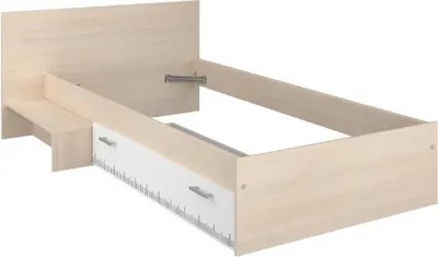 Image de Lit d'enfant avec 1 tiroir - 90 x 190 cm - Naturel & Blanc - IPLIA