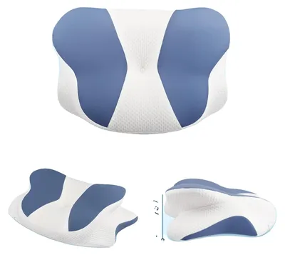 Image de Oreiller cervical, mousse à mémoire de forme, design ergonomique, bleu