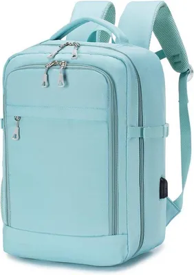 Obrázek produktu pro Uniqoos® Batoh na příruční zavazadlo pro Ryanair, rozměry 40x20x25 cm – voděodolný, přihrádka na notebook o velikosti 15,6 palců, USB nabíjecí port, objem 20 litrů, materiál 800D Oxford, vhodný pod sedadlo, barva: modrá, hmotnost: 0,6 kg