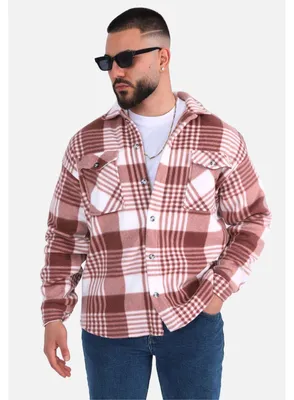 Produktbild von Herren Fleece Hemdjacke S Rot-Weiß (38)