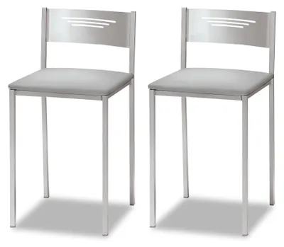 Küchenhocker mit Rückenlehne, Kunstleder, Grau, 1 St.
