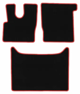 Produktbild von Fußmatten Automatten Velours Schwarz/Rot für Daf XF 106 2017 Set 3-tlg