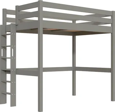Produktbild von Hohes bett 1-Personen Sylvia 120x200 mit gerader Leiter - Grau